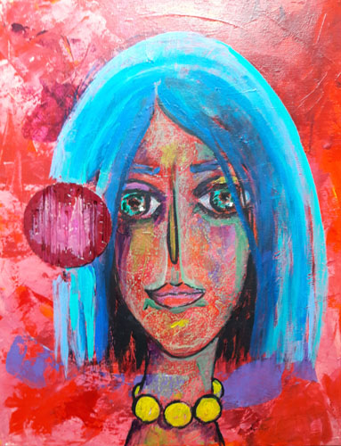 dame mit gelber kette, 50x40, 2017-18