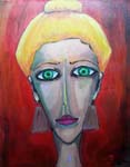 dame mit knoedel dutt, 50x40, 2018
