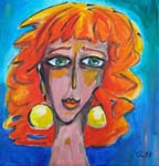 dame mit ohrringen und rotem haar, 30x30, 2018