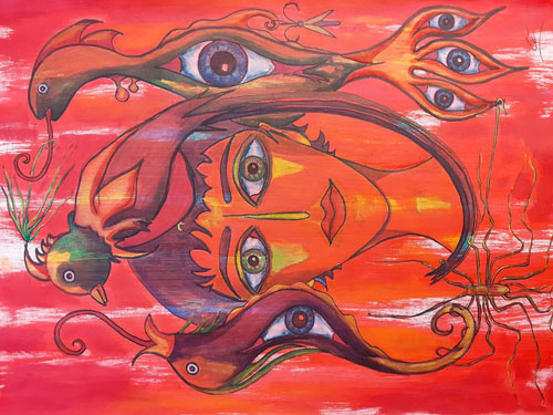 connected, 80,7x60,5, acrylic-indian ink, 2020