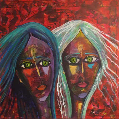 mein juengeres und aelteres ich, 100x100, 2019