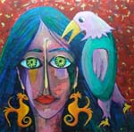 mein vogel und ich, 100x100cm, acrylic, 2019